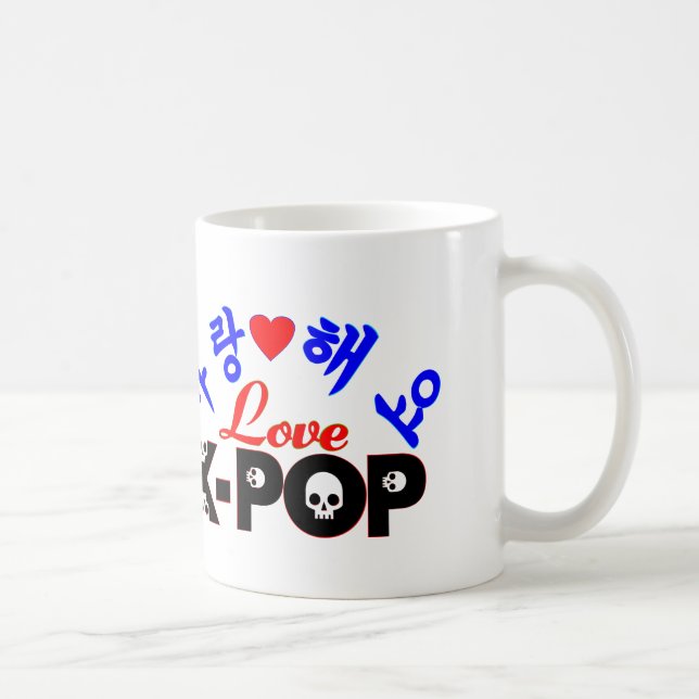 ♪♥SaRangHaeYo-Kärlek KPop Klassisk Vit Mugg♥♫ Kaffemugg (Höger)