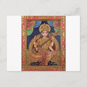 SARASAWATI ANTIQUE INDIAN PAININT VYKORT