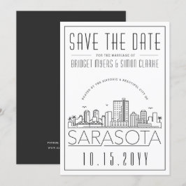 Sarasota Bröllop | Stiliserad Skyline Spara datum Inbjudningar