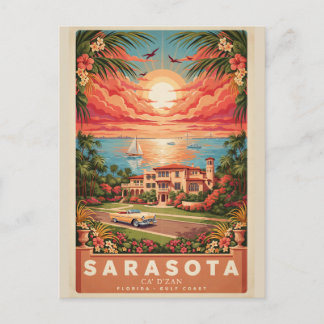 Sarasota Ca' d'Zan Vintage Florida Resemål Vykort