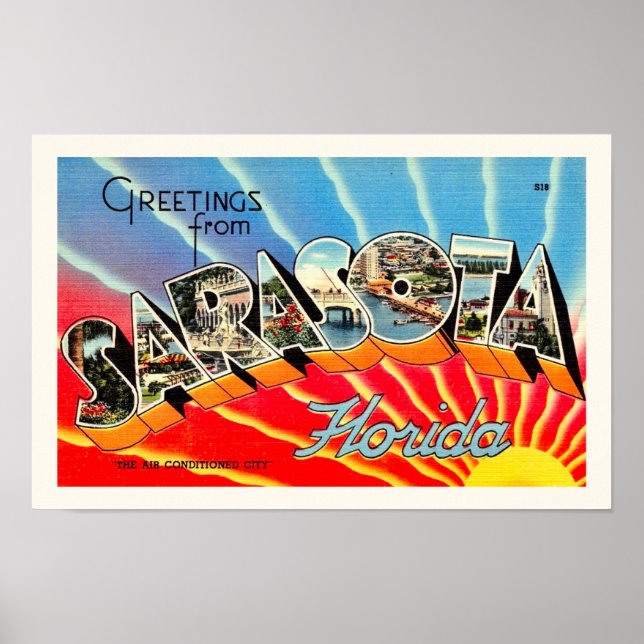 Sarasota Florida 11x17 Vintage Tryck (Framsidan)