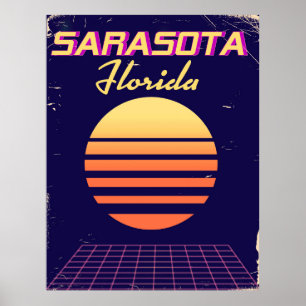 Sarasota Florida 1980-talets vintage resor tryckt. Poster