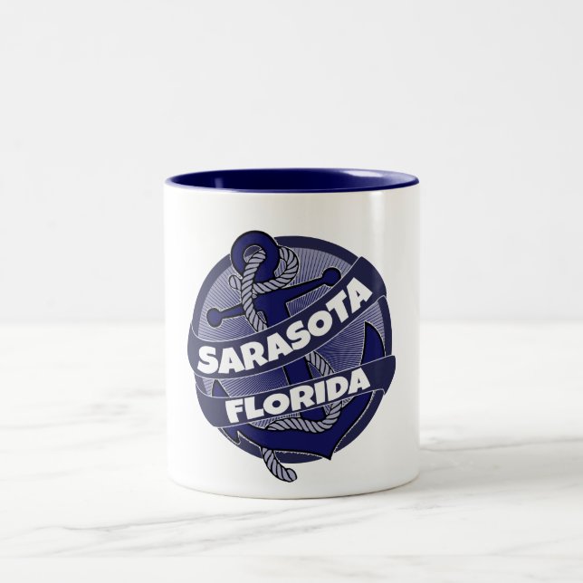 Sarasota Florida anchor swirl kaffe mugg (Center)