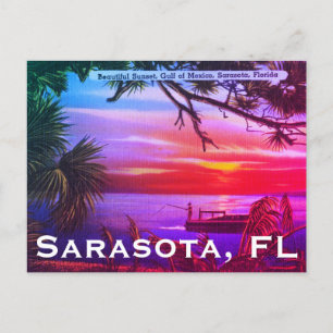 Sarasota, Florida Beach Sunset - Bukt i Mexiko Vykort