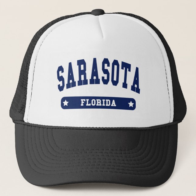 Sarasota Florida College Stil T-skjortor Truckerkeps (Framsida)