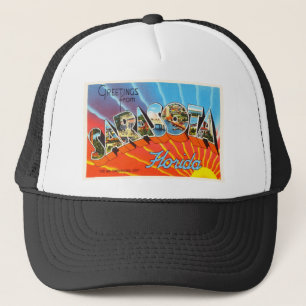 Sarasota Florida FL gammal vintage resorsouvenir Keps