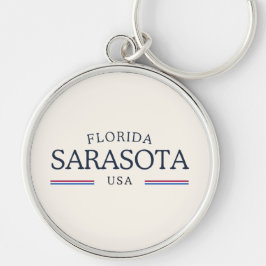 Sarasota Florida Heritage - Classic Cream Rund Silverfärgad Nyckelring