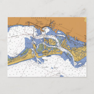 Sarasota, Florida Nautical Harbour Chart Postcard Vykort