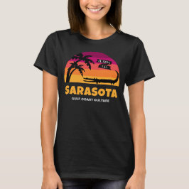 Sarasota Florida Retro solnedgång med alligatorn T Shirt