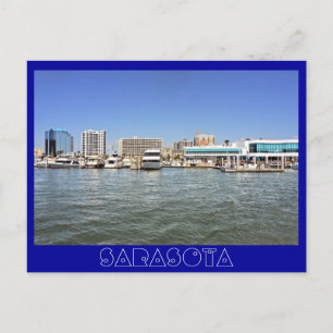 Sarasota, Florida skyline från bukten. Vykort
