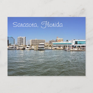 Sarasota, Florida skyline från bukten. Vykort