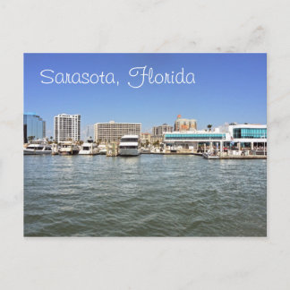 Sarasota, Florida skyline från bukten. Vykort