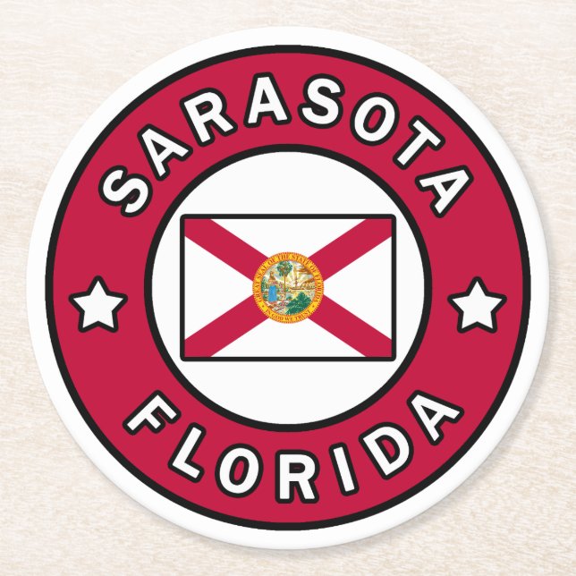 Sarasota Florida Underlägg Papper Rund (Framsidan)