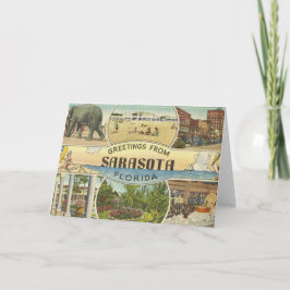 Sarasota Florida-Vintage, mappat gratulationskort Kort