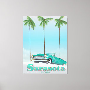 Sarasota Florida Vintage stil reseaffisch Canvastryck
