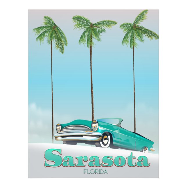 Sarasota Florida Vintage stil reseaffisch Fototryck (Framsidan)