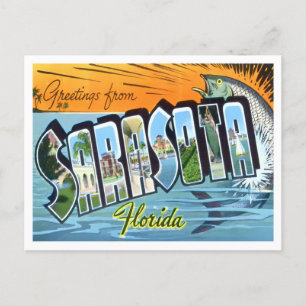 Sarasota, Florida Vintage stora bokstäver vykort