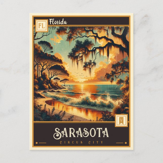 Sarasota Florida | VINTAGE Vykort (Framsida)
