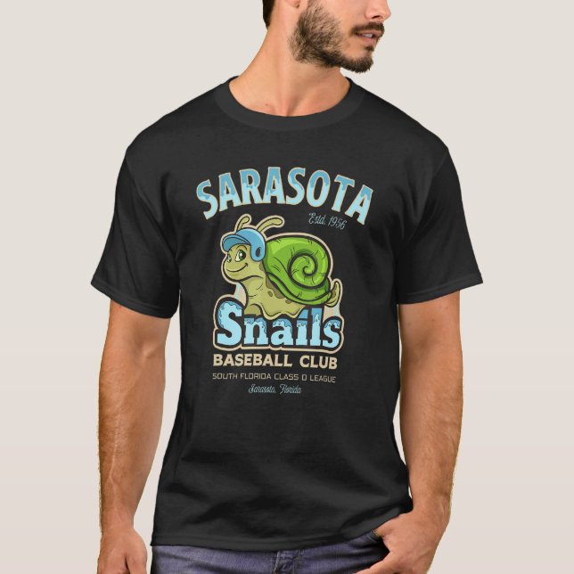 Sarasota Snigel Retro Minor League Baseball Team T Shirt (Framsida)