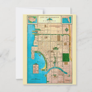 Sarasota stads vintagekarta vykort