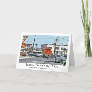 Sarasota Street Scene 1950s Helgkort