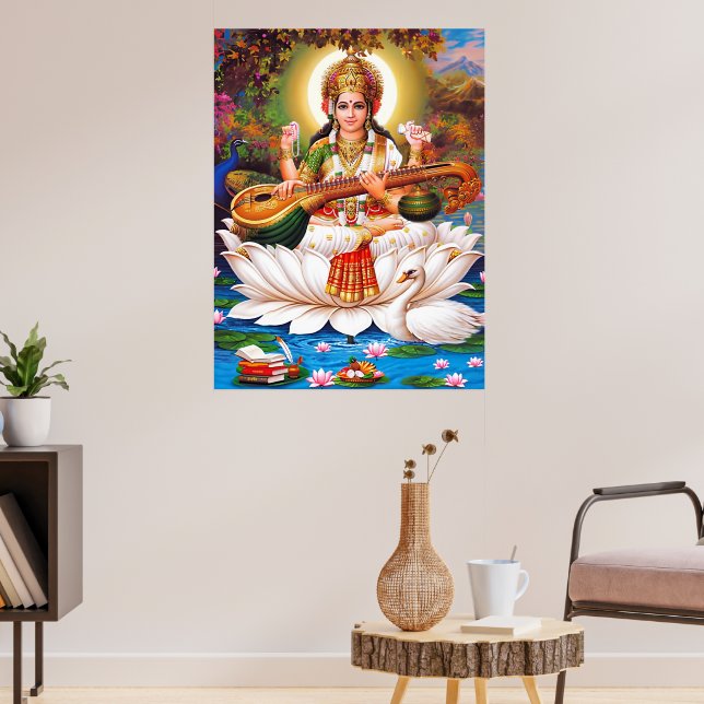 Saraswati Goddess of Art & Education Poster (Vardagsrum 3)