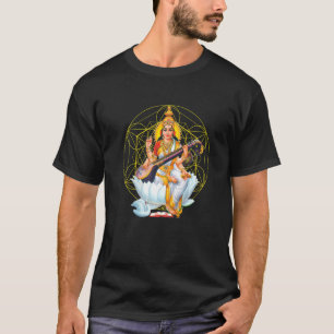 Saraswati Helig Geometry Tredje Öga Isha Hindu Lin T Shirt