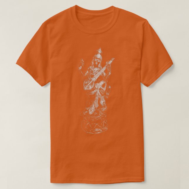 Saraswati Hindu Goddess Mantra Sanskrit T Shirt (Design framsida)