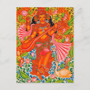SARASWATI HINDU GODDESS OF LEARNING TANJORE VYKORT