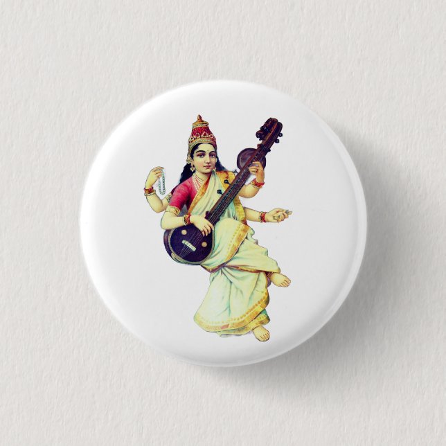 Saraswati, hinduisk gudinna knapp (Framsida)