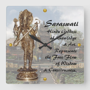 Saraswati i Bali Fyrkantig Klocka