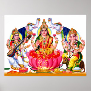 Saraswati Laxmi, Ganesha Poster