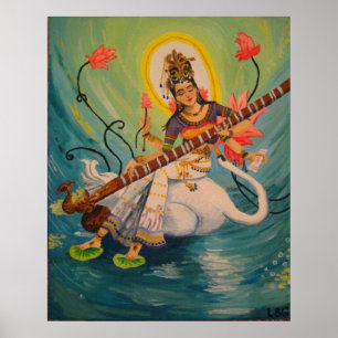 Saraswati-målning Poster