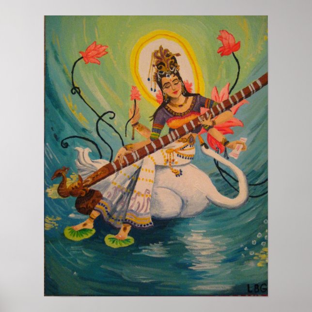Saraswati-målning Poster (Framsidan)