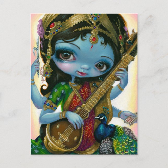 "Saraswati Play Veena" vykort (Framsida)