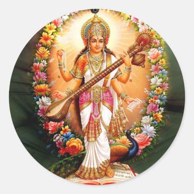 Saraswati Runt Klistermärke (Framsida)