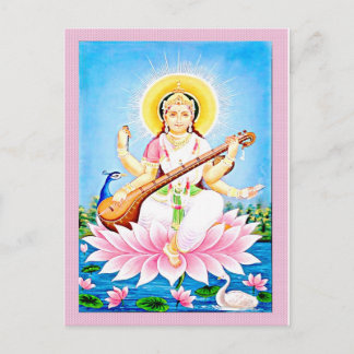 Saraswati Sitta om Rosa Lotus Vykort