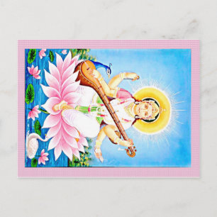 Saraswati Sitta om Rosa Lotus Vykort