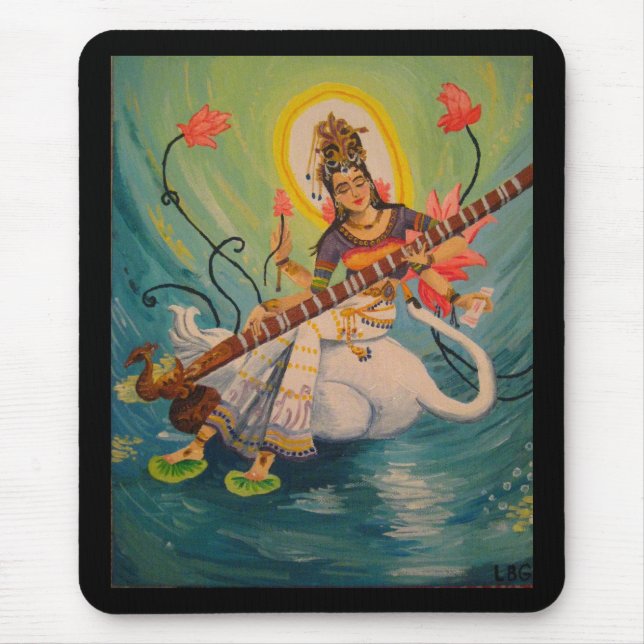 Saraswati som målar Mousepad Musmatta (Framsidan)