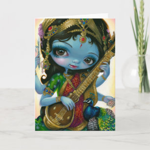 "Saraswati Spelande Veena"-hälsningskort Kort