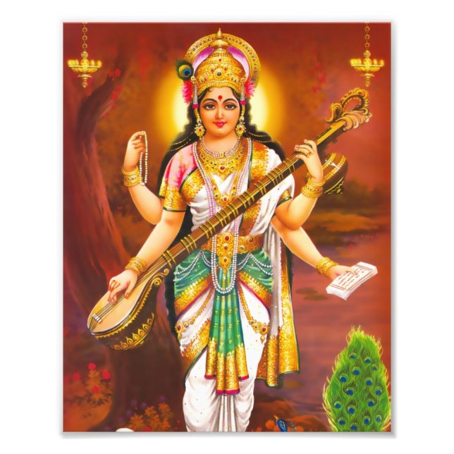 Saraswati-utskrift (8 x 10 tum) - Version 2 Fototryck (Framsidan)