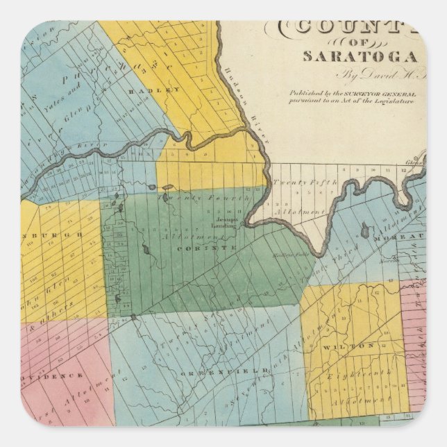 Saratoga Fyrkantigt Klistermärke (Framsida)