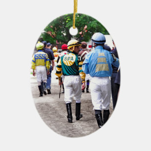 Saratoga jockeys julgransprydnad keramik