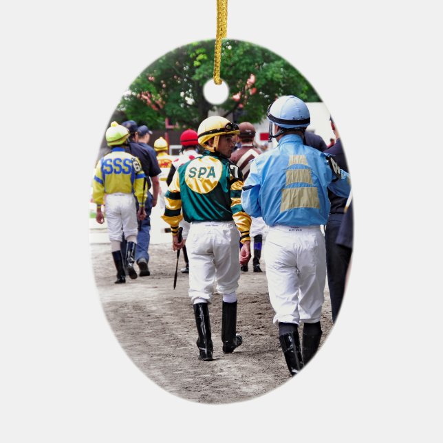 Saratoga Jockeys Julgransprydnad Keramik (Framsidan)