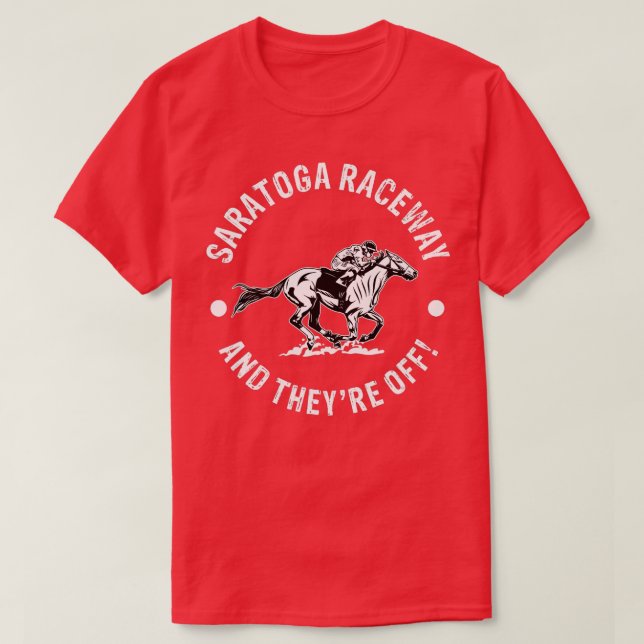 Saratoga Raceway Racetrack Horse Tävla Equestrian T Shirt (Design framsida)
