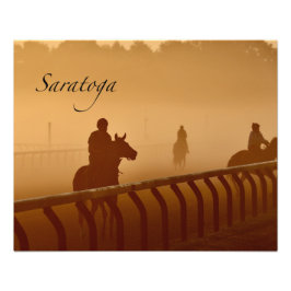 Saratoga - Riders & Horses i Dimma i Sunrise Fototryck