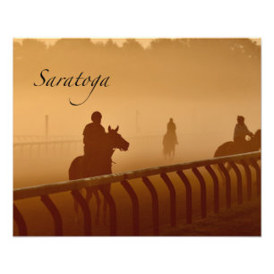 Saratoga - Riders & Horses i Dimma i Sunrise Fototryck