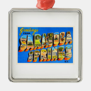Saratoga Springs gammala New York NY reser Julgransprydnad Metall