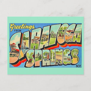 Saratoga Springs NY Retro Postkort Vykort