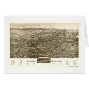 Saratoga Springs panorama- karta för NY - 1888 Hälsningskort
